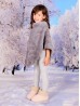 Kids Soft Faux Fur Poncho W/  Wave Pattern and Faux Fur Neckline (3-7 Years Old) 